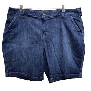 Lane Bryant ~ 24W Bermuda Stretch Denim Shorts 9" Inseam Stretch
